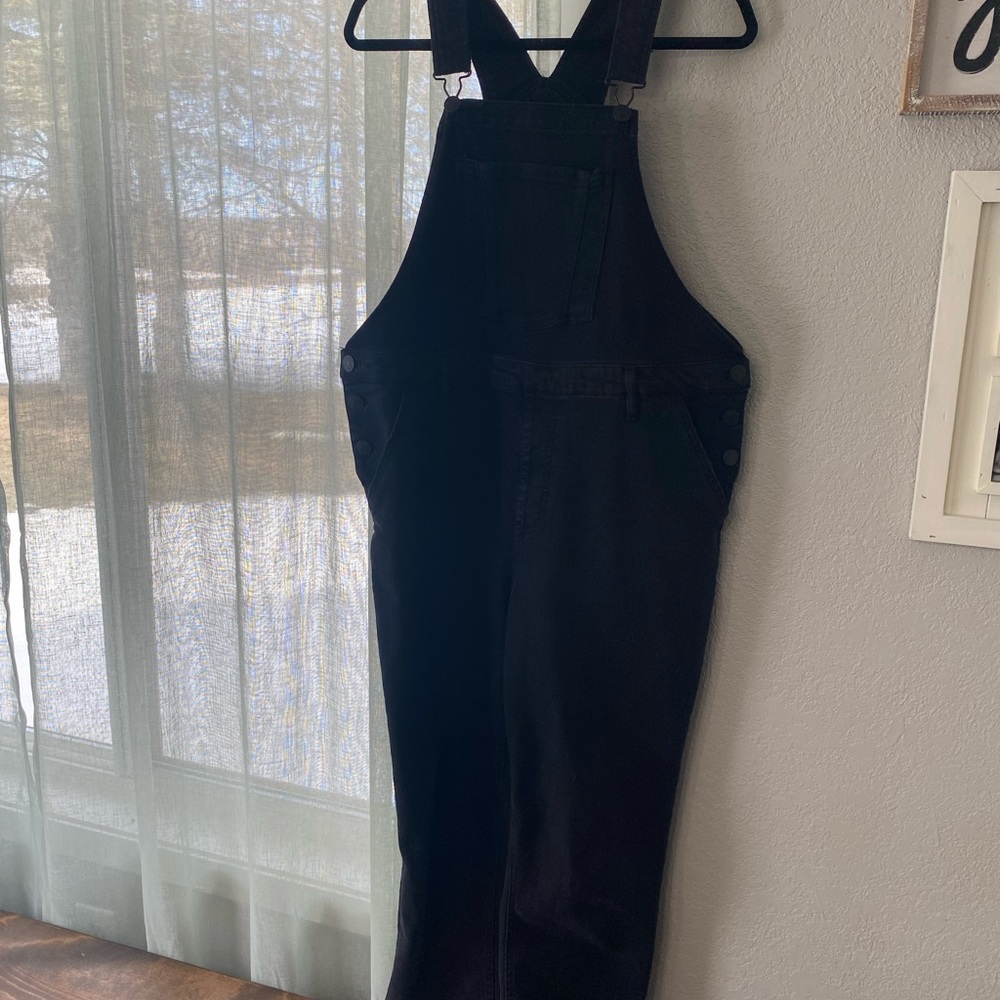 Ava & Viv Target Black Denim Overalls Raw Hem